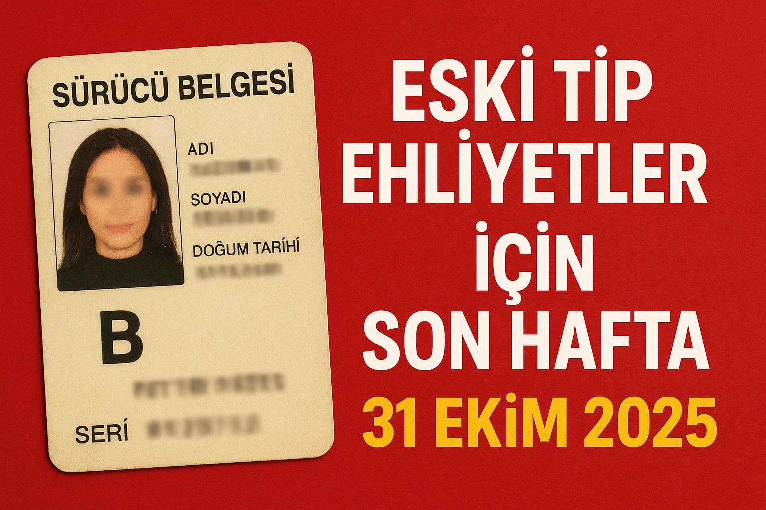 Eski Tip Ehliyetler İçin Son Gün: 31 Ekim 2025